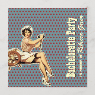 Retro Button up Girl Sailer Junggeselinnen-Abschie Einladung
