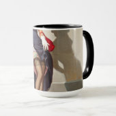 Retro Button-Up Girl Tasse (VorderseiteRechts)