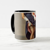 Retro Button-Up Girl Tasse (Vorderseite Links)