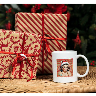 Retro Button Up Girl Weihnachten Kaffeetasse