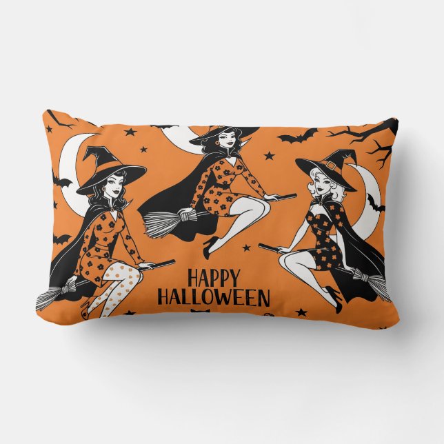 Retro-Button-Up-Hexen Lendenkissen (Vorderseite)