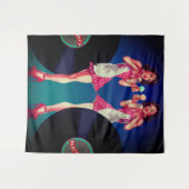 Retro Button Up Kellnerin & Vinyl Platten Wandteppich (Vorderseite (Horizontal))