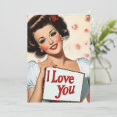 Retro-Button-Up-Liebe Einladung (Stehend Vorderseite)