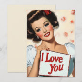 Retro-Button-Up-Liebe Einladung (Vorne/Hinten)