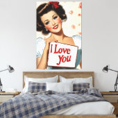 Retro-Button-Up-Liebe Leinwanddruck (Insitu (Schlafzimmer))