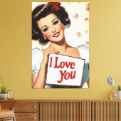 Retro-Button-Up-Liebe Leinwanddruck (Insitu (Wohnzimmer))