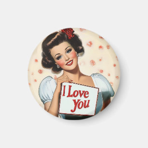 Retro-Button-Up-Liebe Magnet