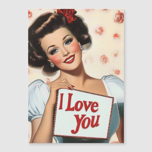 Retro-Button-Up-Liebe Magneteinladung (Vorderseite)