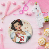 Retro-Button-Up-Liebe Pappteller (Party)