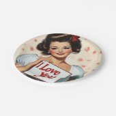 Retro-Button-Up-Liebe Pappteller (Schrägansicht)