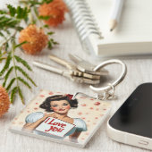 Retro-Button-Up-Liebe Schlüsselanhänger (Vorderseite rechts)