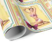 Retro-Button-Up-Mädchen Geschenkpapier (Rolleneckpunkt)