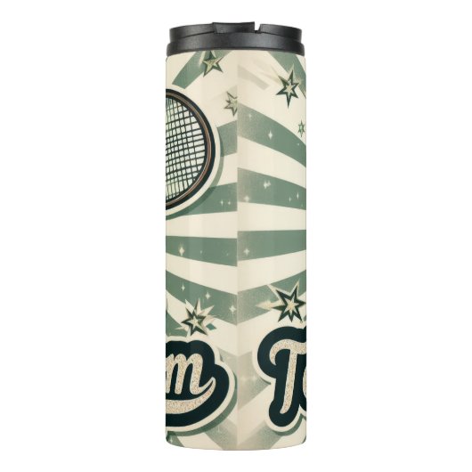 Retro Button-Up Tennis Mama Art Thermosbecher (Rückseite)