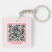 Retro-Buy-the-Braut-ein-Getränk-QR-Code Rot Pink Schlüsselanhänger (Rückseite)