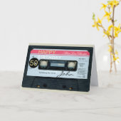 Retro C Audiotape 50. Geburtstag recto-verso Name  Karte (Gelbe Blume)