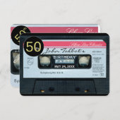 Retro C Audiotape 50. Geburtstagsparty Einladung (Vorne/Hinten)