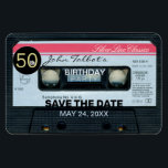 Retro C Audiotape 50. Geburtstagsparty Rett Magnet<br><div class="desc">Altes Tonband (Audio-Kassette Classic aus den Niederlanden) mit schwarzer Markierung für Nummern. Design auf flexiblen Foto-Magneten mit Texten für 50. Geburtstagsparty nach Maß. Sie können Text (Schriftart, Farbe, Größe und Position) ganz einfach ändern, indem Sie auf die Schaltfläche Anpassen klicken. Erhältlich auch in der Ziffernpostkarte. Passend zum Geburtstag Einladung, Geburtstag...</div>