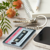 Retro C Audiotape Mixtape Kassette personalisiert  Schlüsselanhänger (Vorderseite rechts)