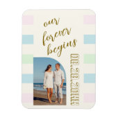 Retro Cabana Stripes Hochzeit Magnet (Vertikal)