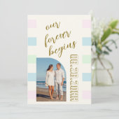 Retro Cabana Stripes Hochzeit Save The Date (Stehend Vorderseite)