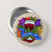 Retro Cabernet Franc Day, floralartiger Wein Button (Vorne & Hinten)
