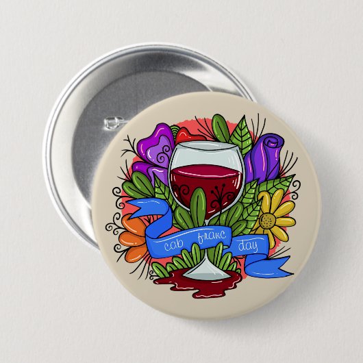 Retro Cabernet Franc Day, floralartiger Wein Button (Vorne & Hinten)