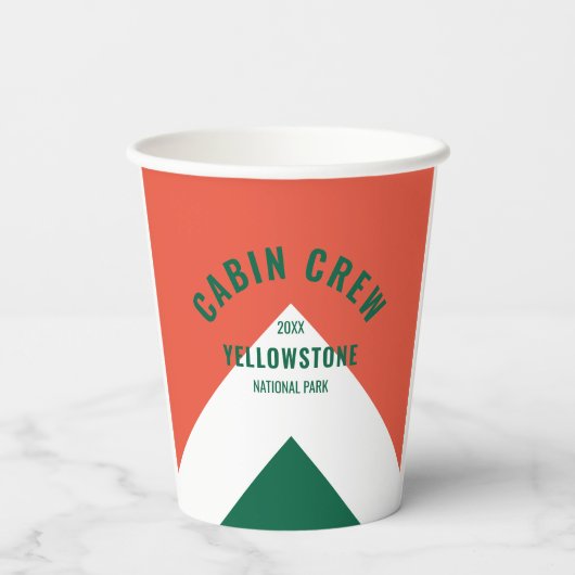 Retro Cabin Crew Peronalized Zielort Grün rot Pappbecher (Rückseite)