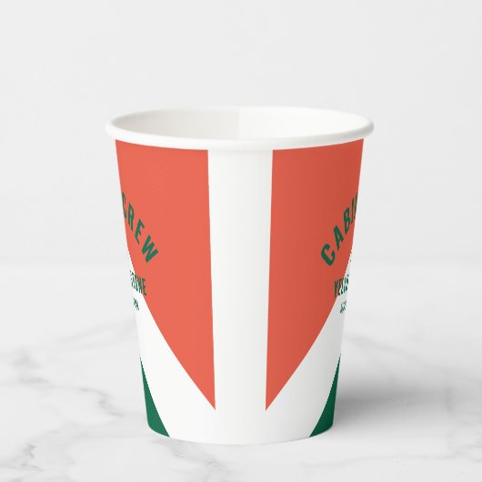 Retro Cabin Crew Peronalized Zielort Grün rot Pappbecher (Links)