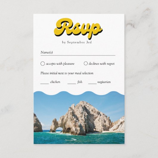 Retro Cabo Hochzeit traditionelle UAWG Option Begleitkarte (Vorderseite)