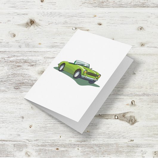 Retro Cabrio Green Car Card Karte