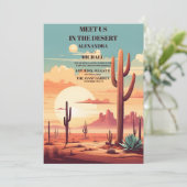 Retro Cactus Desert Landscape Wedding Einladung (Stehend Vorderseite)