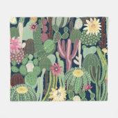 Retro Cactus Design: Nahtlose Textur Fleecedecke (Vorderseite (Horizontal))