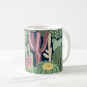 Retro Cactus Design: Nahtlose Textur Kaffeetasse (VorderseiteRechts)