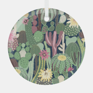 Retro Cactus Design: Nahtlose Textur Ornament Aus Glas