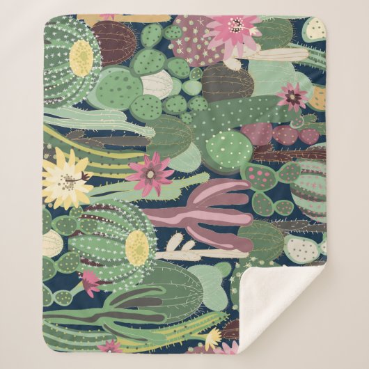 Retro Cactus Design: Nahtlose Textur Sherpadecke (Vorderseite)