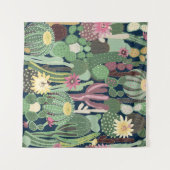 Retro Cactus Design: Nahtlose Textur Wandteppich (Vorderseite (Horizontal))