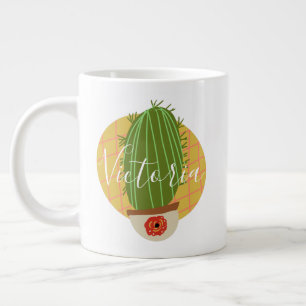 Retro Cactus Doodle Name Giant Coffee Tasse