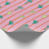 Retro Cactus & Palm Trees Gift Wrap Paper Geschenkpapier (Ecke)