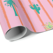 Retro Cactus & Palm Trees Gift Wrap Paper Geschenkpapier (Rolleneckpunkt)
