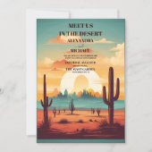 Retro Cactus Wedding Einladung (Vorderseite)