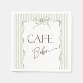 Retro Cafe Bebe Neutral Bow Coffee Baby Shower Serviette (Vorderseite)