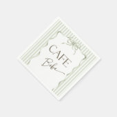 Retro Cafe Bebe Neutral Bow Coffee Baby Shower Serviette (Ecke)