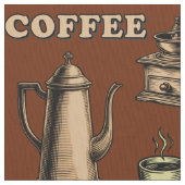 Retro-Café-Kaffeemuster Stoff (Nahaufnahme)