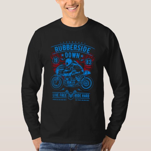 Retro Cafe Racer Rubberside Down Motorcycle Race   T-Shirt (Vorderseite)