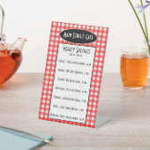 Retro Cafe Red Gingham Weekly Specials Table Menu Sockelschild (In SItu)