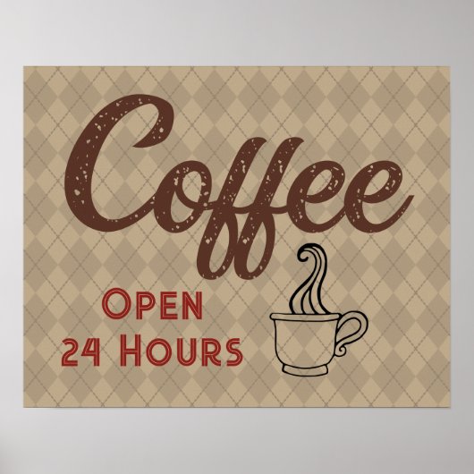 Retro-Café-Schild Kunst Poster (Vorne)