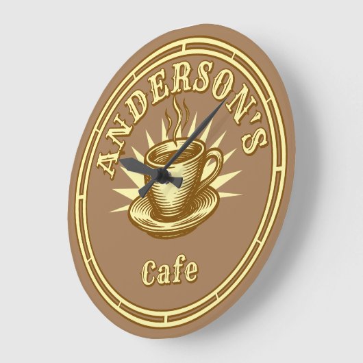 Retro Cafe Sign Template Große Wanduhr (Winkel)