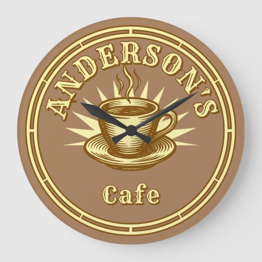 Retro Cafe Sign Template Große Wanduhr (Vorderseite)