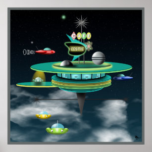 Retro Cafe Space Poster