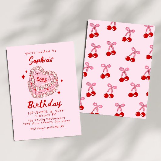 Retro Cake 30. Geburtstag Einladung